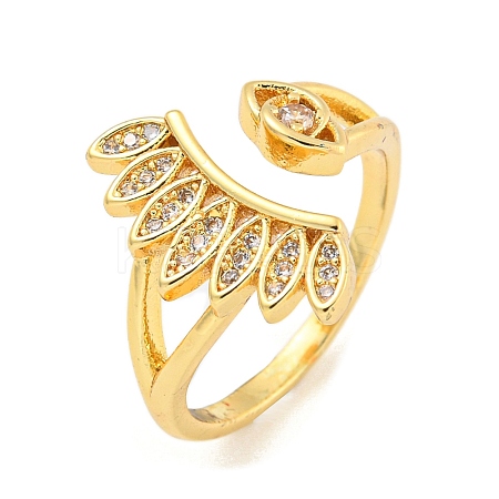 Eye Brass Micro Pave Clear Cubic Zirconia Open Cuff Rings for Women RJEW-L121-034G-1