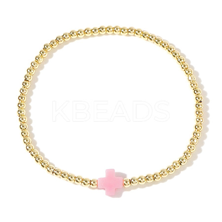 Brass Round Beads Stretch Bracelets VH4184-17-1