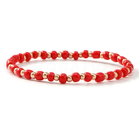 Plastic & Brass Beaded Stretch Bracelet for Women JP1152-2-1