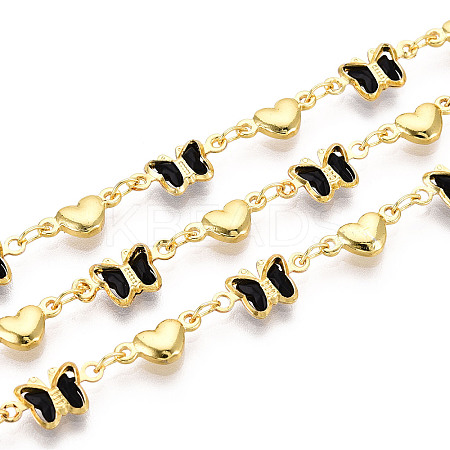 Brass Glass Link Chains CHC-T018-15B-G-1