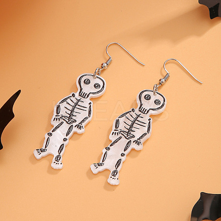 Halloween Cartoon Acrylic Skeleton Dangle Earrings for Women QK1762-1-1