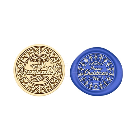 Merry Christmas Wax Seal Brass Stamp Head AJEW-Z031-04G-20-1