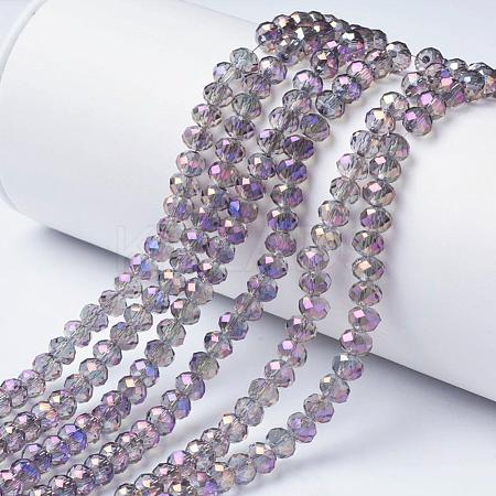 Electroplate Transparent Glass Beads Strands EGLA-A034-T6mm-G05-1