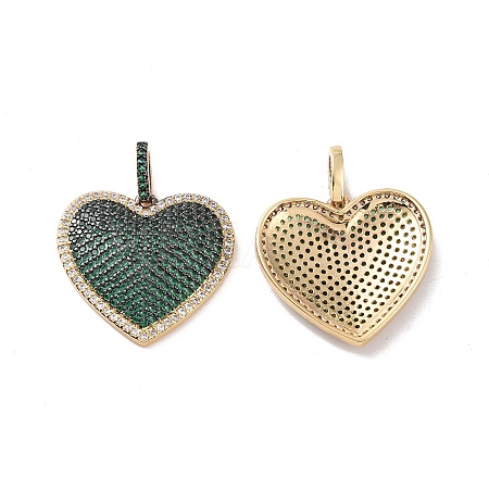 Heart Brass Micro Pave Cubic Zirconia Pendants KK-G435-04G-01-1