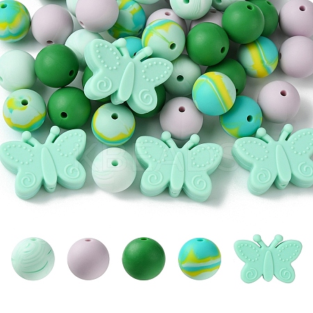 Round & Butterfly Silicone Focal Beads SIL-YW0001-35-1