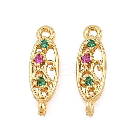 Brass Pave Cubic Zirconia Connector Charms KK-H533-08B-G-1