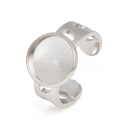 Hollow Heart 304 Stainless Steel Cuff Ring Components SA-CBA82C8-02C-P-1