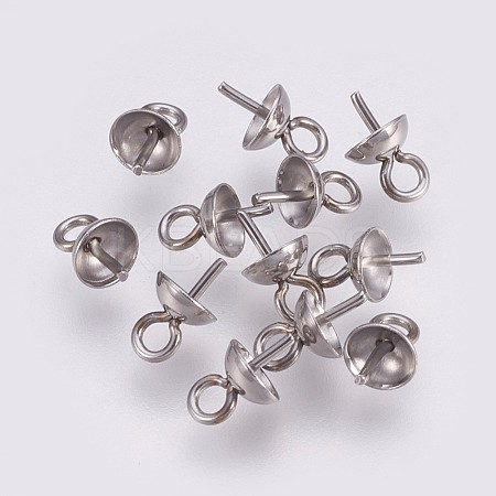 Tarnish Resistant 201 Stainless Steel Cup Peg Bails Pendants STAS-I088-M-03P-1