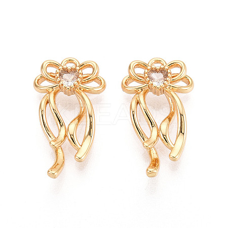 Brass Pave Clear Cubic Zirconia Pendants KK-T074-100B-G-1