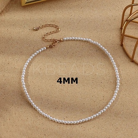 Plastic Imitation Pearl Round Beaded Necklaces for Women WGF0340-08-1