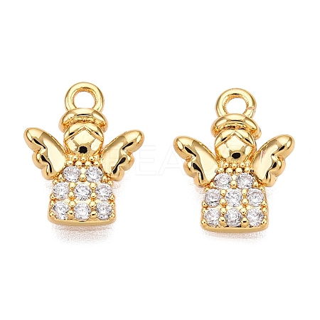 Brass Micro Pave Clear Cubic Zirconia Charms KK-T073-15G-1