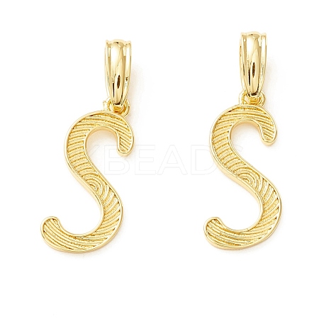Rack Plating Eco-Friendly Brass Letter Pendants KK-K265-02G-S-1