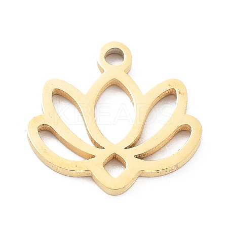 304 Stainless Steel Flower Lotus Charms LS-STAS-Z054-02G-1