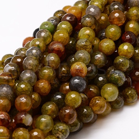 Dyed Natural Agate Faceted Round Beads Strands LS-G-E320E-8mm-10-1