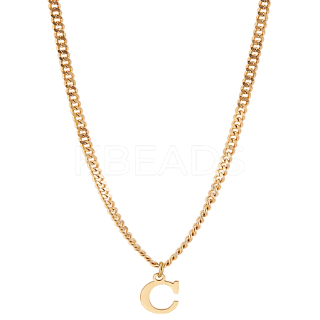 1Pc 304 Stainless Steel Letter Pendant Necklaces NJEW-LP0001-33C-G-1