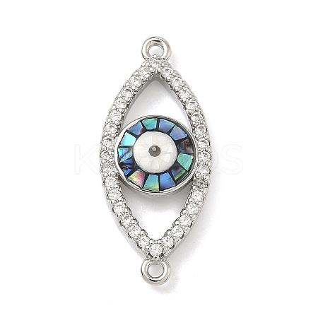 Brass Micro Pave Clear Cubic Zirconia Enamel Horse Eye Connector Charms KK-H534-02P-01-1