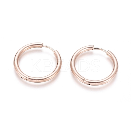 Ion Plating(IP) 304 Stainless Steel Huggie Hoop Earrings EJEW-F111B-23mm-RG-1