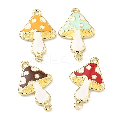 Autumn Brass Enamel Mushroom Links Connector Charms KK-K417-03B-G-1