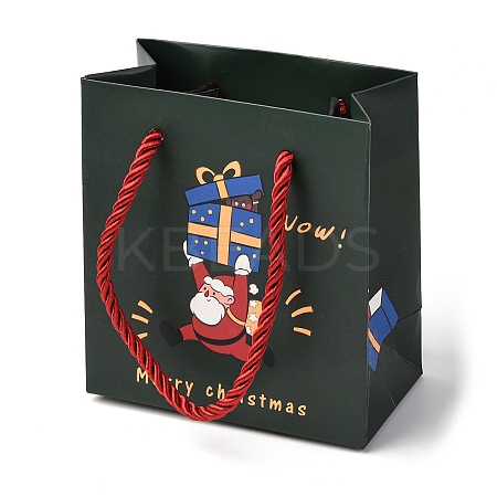 Christmas Santa Claus Printed Paper Gift Bags with Cotton Handles LS-CARB-F013-01-1