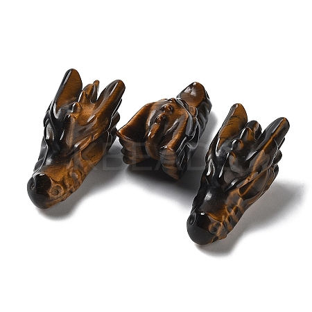 Natural Tiger Eye Healing Dragon Head Figurines DJEW-L010-05F-1