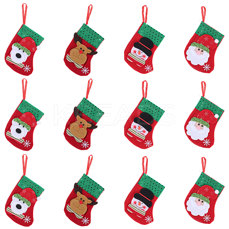 12Pcs 4 Styles Cloth Christmas Stocking Gift Bag Pendant Decoration FIND-SP0020-60B-1