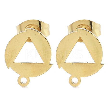 Round with Hollow Triangle Ion Plating(IP) 304 Stainless Steel Stud Earring Findings STAS-I206-108G-1