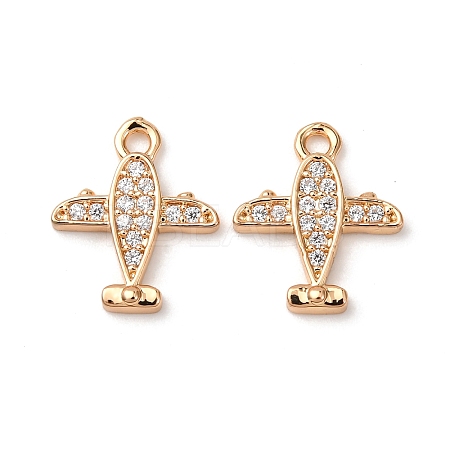 Brass Micro Pave Clear Cubic Zirconia Charms ZIRC-L105-15G-1