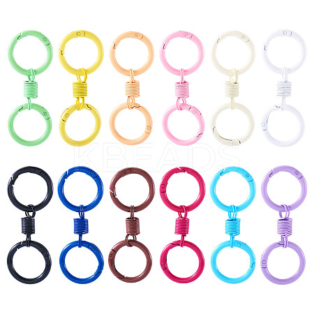 12Pcs 12 Colors Alloy Spring Gate Clasps FIND-TA0008-03-1