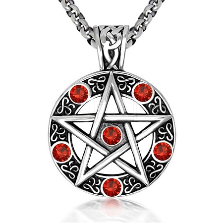Star Stainless Steel Rhinestone Pendant Necklaces for Men LS-PW-WG30879-03-1