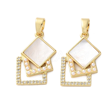 Brass Micro Pave Cubic Zirconia Pendants KK-U070-23G-1