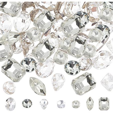 70Pcs 7 Style DIY Pointed Back K9 Glass Rhinestone Cabochons RGLA-CA0001-07-1