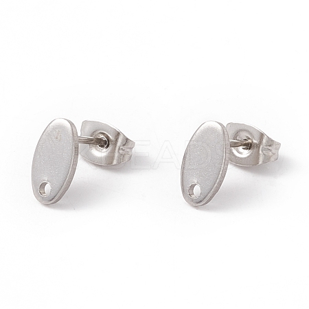 Non-Tarnish 201 Stainless Steel Stud Earring Findings with Hole EJEW-A071-01C-P-1