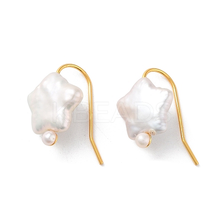 Star Natural Pearl Dangle Earrings for Women EJEW-E303-11G-1