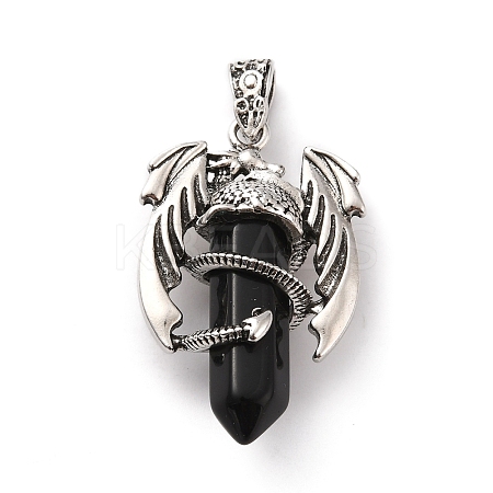 Natural Obsidian Pointed Pendants G-B042-04P-55-1