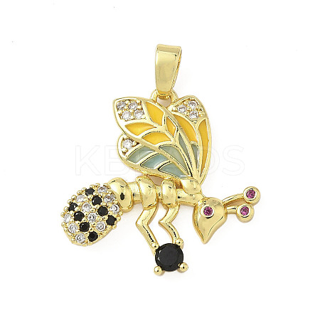 Brass Micro Pave Cubic Zirconia Pendants KK-H076-03G-1