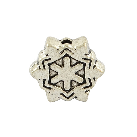 Tibetan Style Alloy Snowflake Beads TIBEB-6033-AS-NR-1