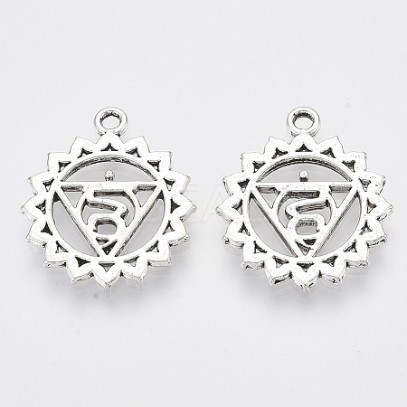 Tibetan Style Alloy Chakra Pendants LS-TIBEP-Q060-22AS-RS-1
