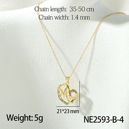 Mother's Day Brass Micro Pave Colorful Cubic Zirconia Pendant Necklaces FS-WG67A5B-12-1