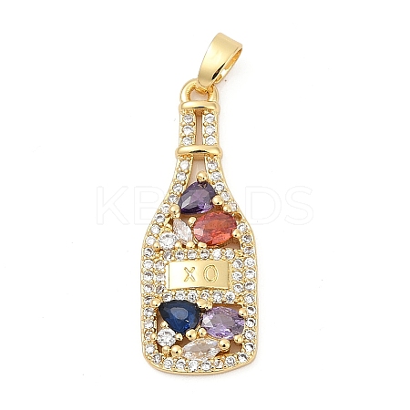 Brass Pave Cubic Zirconia Pendants KK-U062-62G-1
