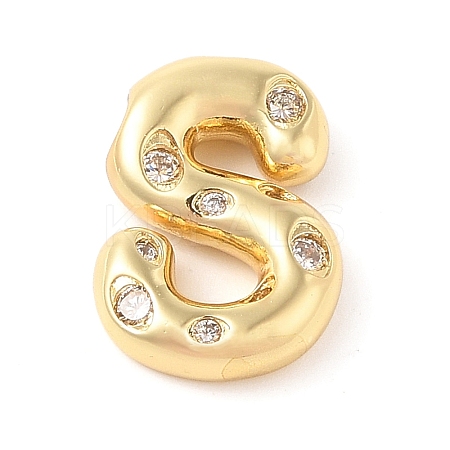 Brass Micro Pave Clear Cubic Zirconia Pendant KK-Z046-01G-S-1