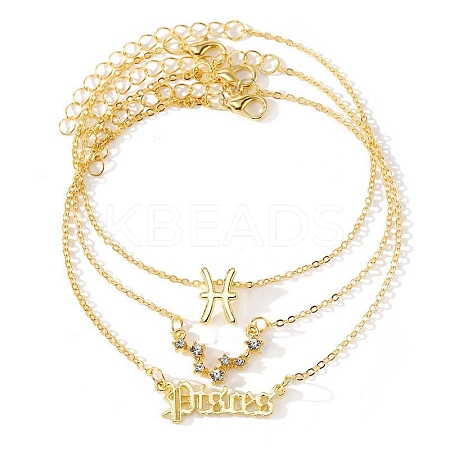 3Pcs Alloy Rhinestones Anklets AJEW-S083-01G-04-1