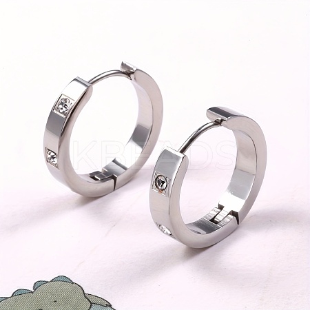 Stainless Steel Hoop Earrings with Cubic Zirconia for Women AP6099-2-1