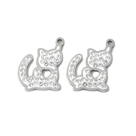 201 Stainless Steel Rhinestone Pendants STAS-V005-05P-01-1