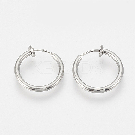 Tarnish Resistant 201 Stainless Steel Retractable Clip-on Hoop Earrings LS-STAS-S100-01-1