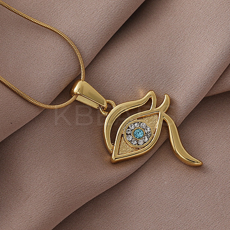 Elegant 304 Stainless Steel with Clear Glass Eye Pendant Necklaces for Women YU0551-1