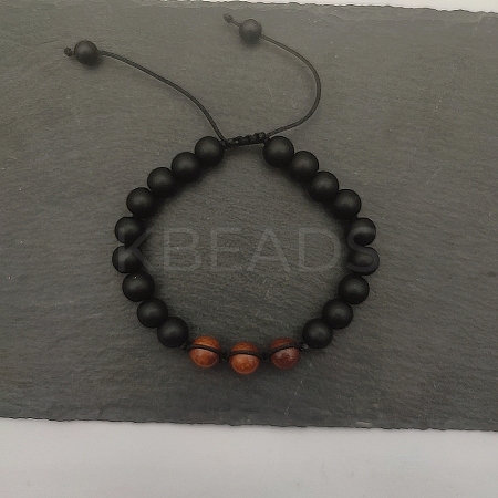 Natural Garnet Beaded Bracelet with 8mm Matte Stone LS-ZJ6492-3-1