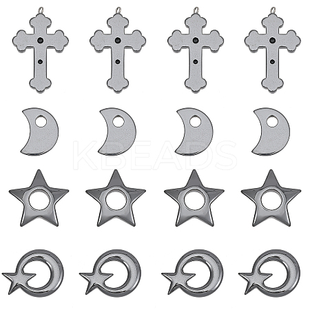 16Pcs 4 Styles Synthetic Non-magnetic Hematite Pendants G-CA0001-77-1
