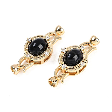 Brass Micro Pave Clear Cubic Zirconia Fold Over Clasps KK-U043-55G-1