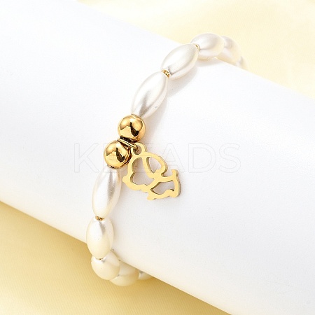 304 Stainless Steel Dog Charm Bracelets for Women BJEW-C098-10G-1