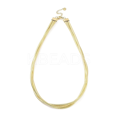 304 Stainless Steel Multi Layered Round Snake Chain Necklaces for Women NJEW-C055-03G-1